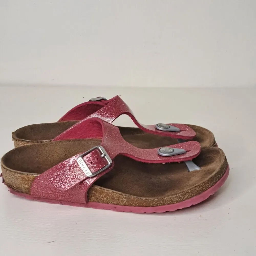 Birkenstock Gizeh Pink Cosmic Glitter Sandals Youth Girls Sz EU 31 13 Narrow